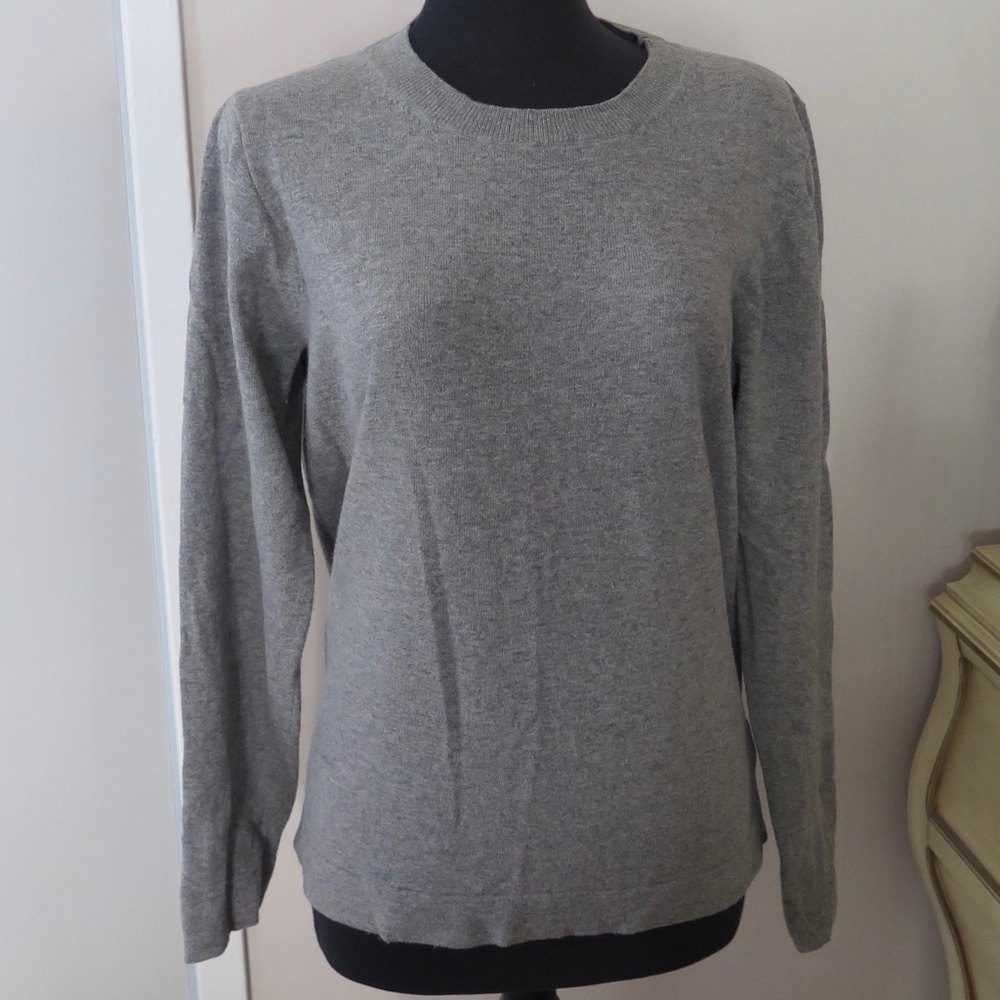 J. Cew Cotton/Wool Blend Heather Gray Pullover, Size XL